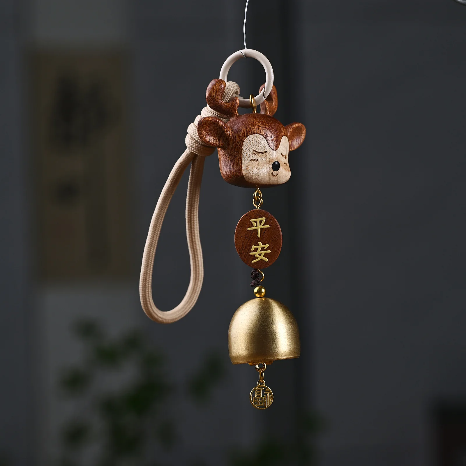 

Cute Deer Wind Chime Pendant Figurine Car Interior Wooden Animal Statue Window Decor DIY Ornaments Accessories Birthday Gifts