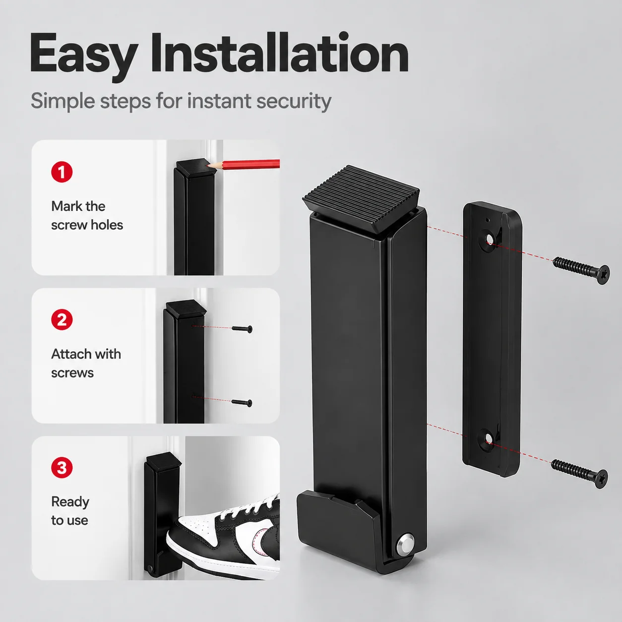 Foot‑Operated Hidden Door Stopper, Anti‑Collision Positioning Door Stop, Wind‑Resistant Foot Pedal Door Holder for Hotel