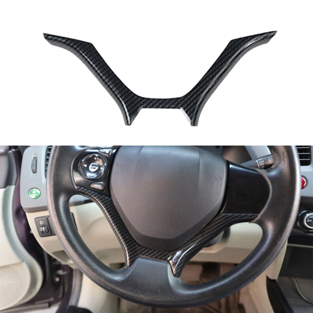 

Fit For HONDA Civic 9th 2012-2015 Carbon Fiber Steering Wheel U Type Cover Trim Car Styling Sticker High Quality