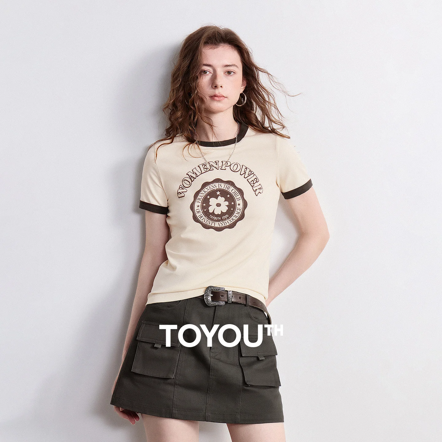 Women's Lyocell Cotton Slim Fit T-Shirt with Letter Print