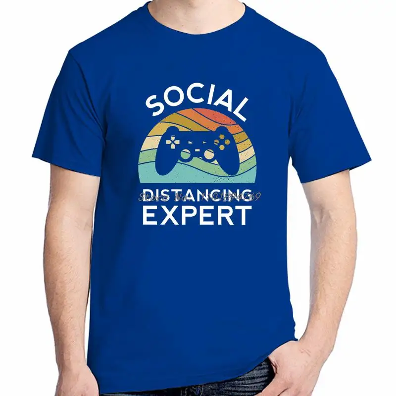 

Social Distancing Expeert Video Game Party Cotton Graphic T Shirts Summer High Quality Men's Short Sleeve T-Shirt Mens Clothes