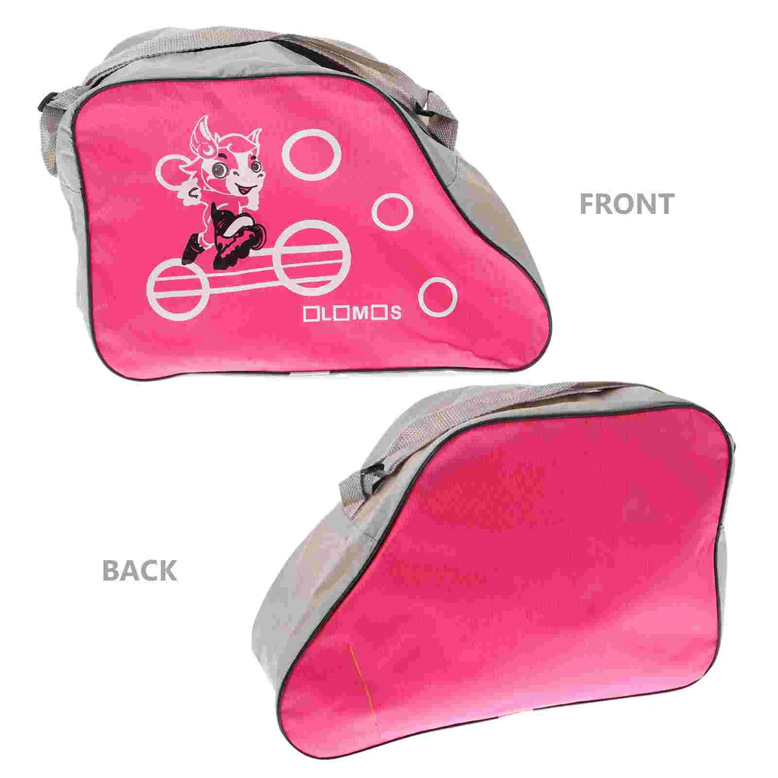 Fashionable Printed Skating Shoes Storage Bag Portable Adjustable Shoulder Strap Storage Organizer Roller Skate Storage Bag(Pink