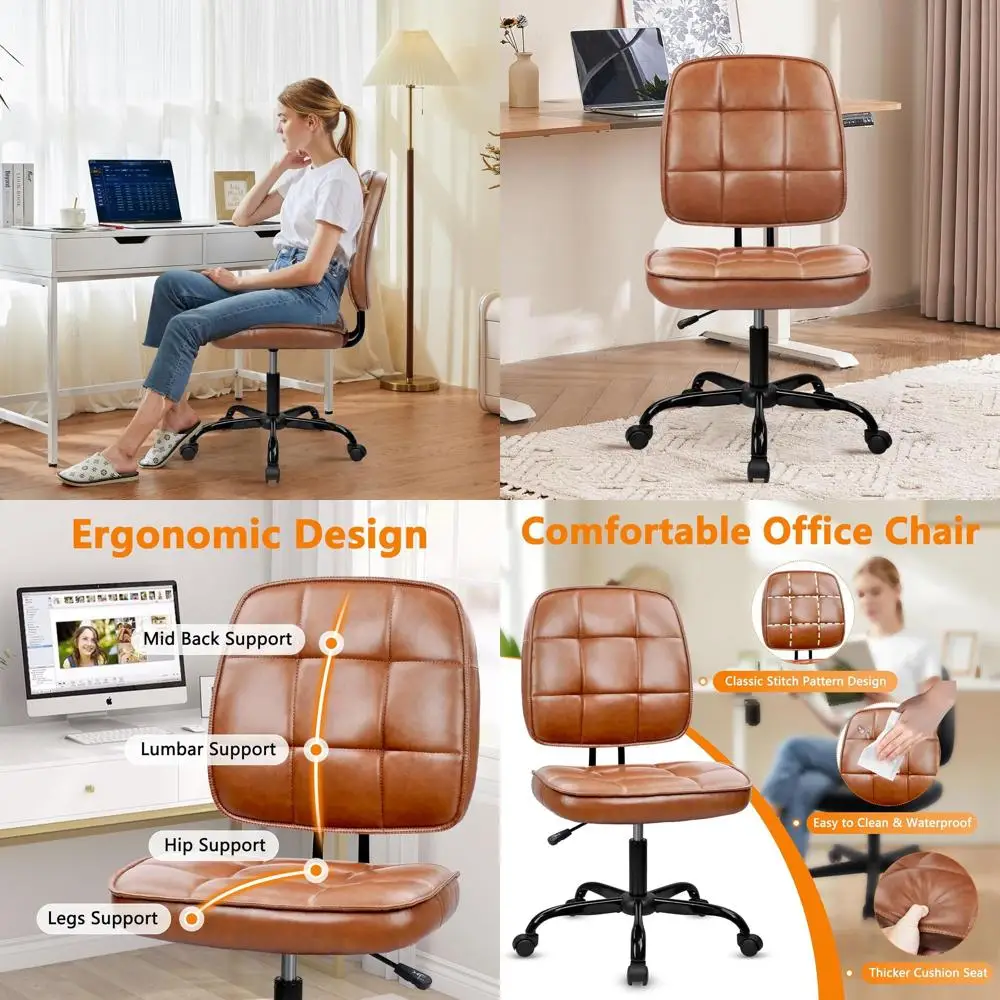 

Эргономичное низкое офисное кресло из искусственной кожи с поясничной опорой, регулировкой высоты и поворотом на 360° ° Поворотные колесики, коричневые, 8 штук в упаковке