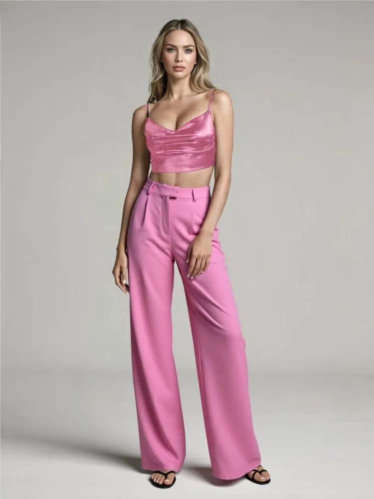 Foreign Style Solid Suit Pant Woman's Spring Autumn Fashion Straight-leg Pants With Pocket Ladies Commuting Versatile Clothing