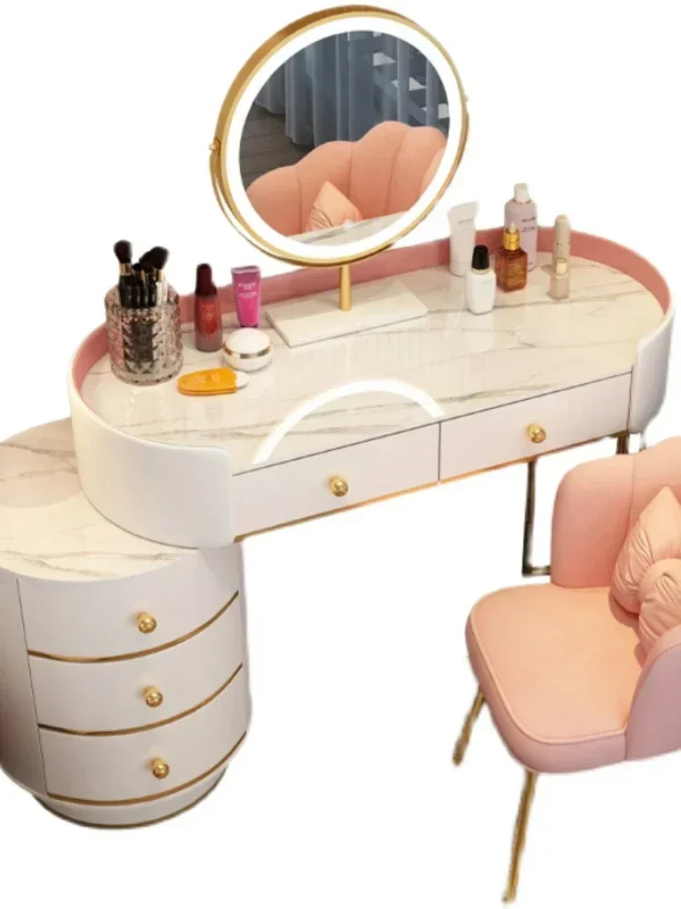 Woman Dressing Table Mirror Chairmodern Led Lights Makeup  Cabinet Organizers Storage Coiffeuse Bedroom Furniture