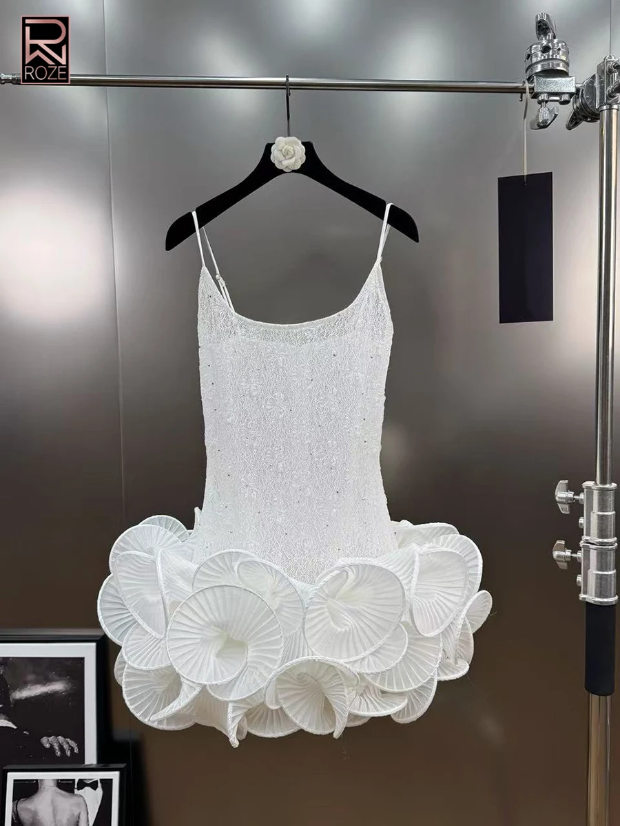 Abiti eleganti dimagranti trasparenti con giunture a caldo per le donne Abito con fiori 3D patchwork senza maniche con scollo quadrato femminile