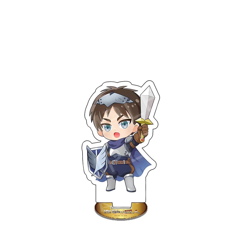Anime Attack on Titan Eren Yeager 10cm Acrylic Stand Keychain Knight Style Tabletop Ornament Room Decor Chibi Figure Cute Toy