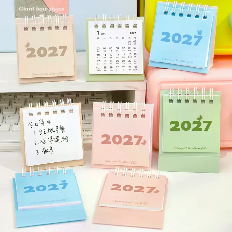 2027 Vintage Minimalist Monthly Desk Calendar With Memo Notes For Home Office School Planning