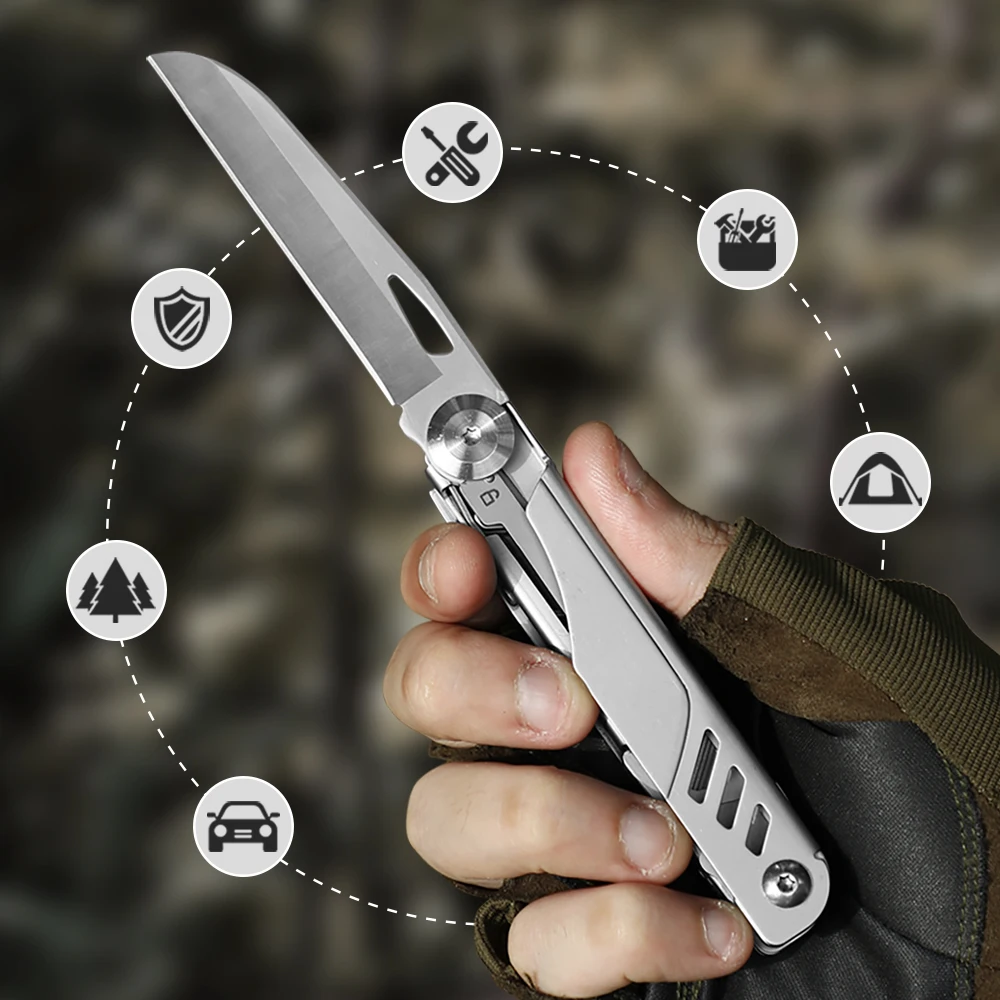 Multi-tool folding pocket knife, outdoor knife, bottle opener, scissors, camping survival gear Dad gift