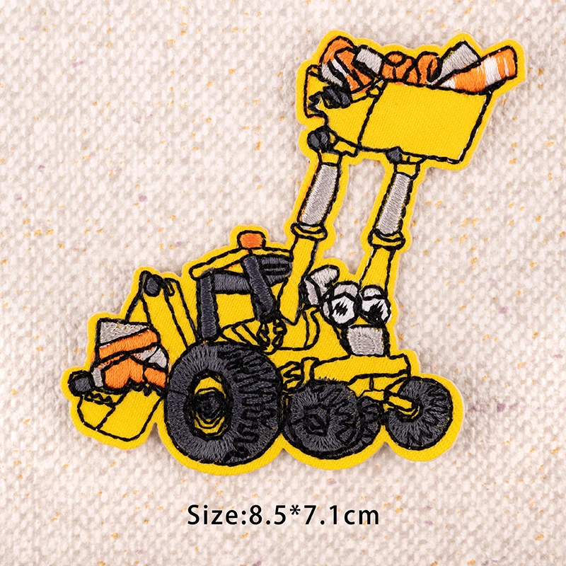 Cartoon Engineering Cars Iron Patches Clothes Embroidery Sewing Excavator Patches For Kids DIY Badges Car Keychain DIY Decorate