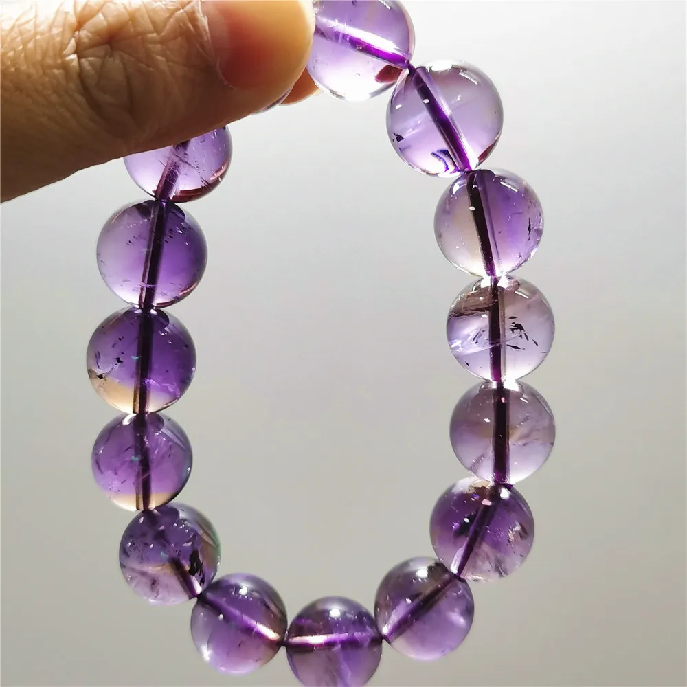 14mm Natural Purple Yellow Ametrine Clear Round Beads Bracelet Women Men Rare Ametrine Fashion Gift Crystal Jewelry AAAAAA