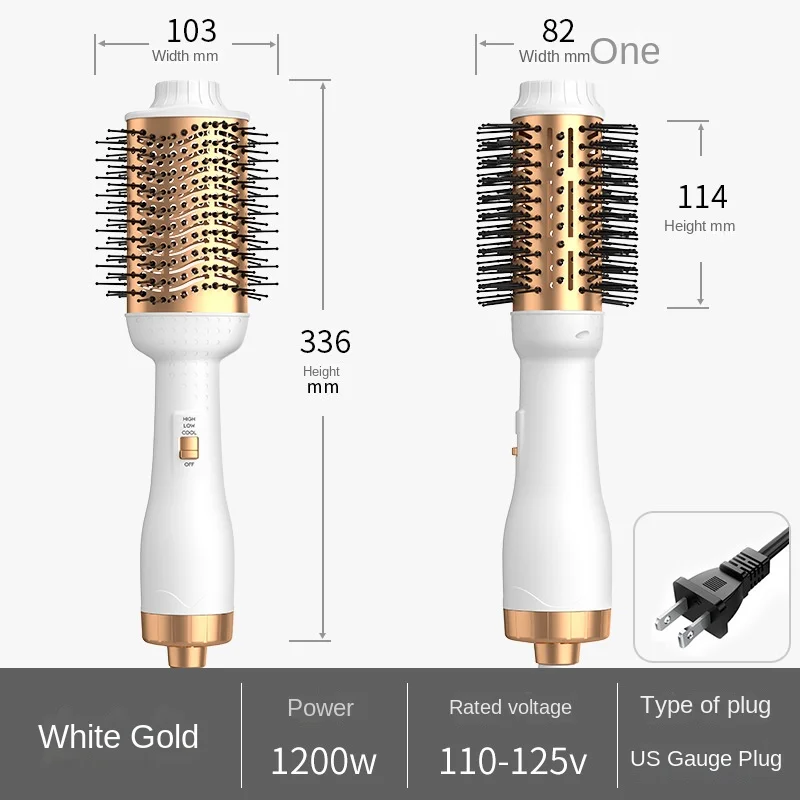 Combinação de alisador de cabelo, penteado multifuncional, 110V escova de ar quente, preto, ouro, tipo escova alisadora de cabelo