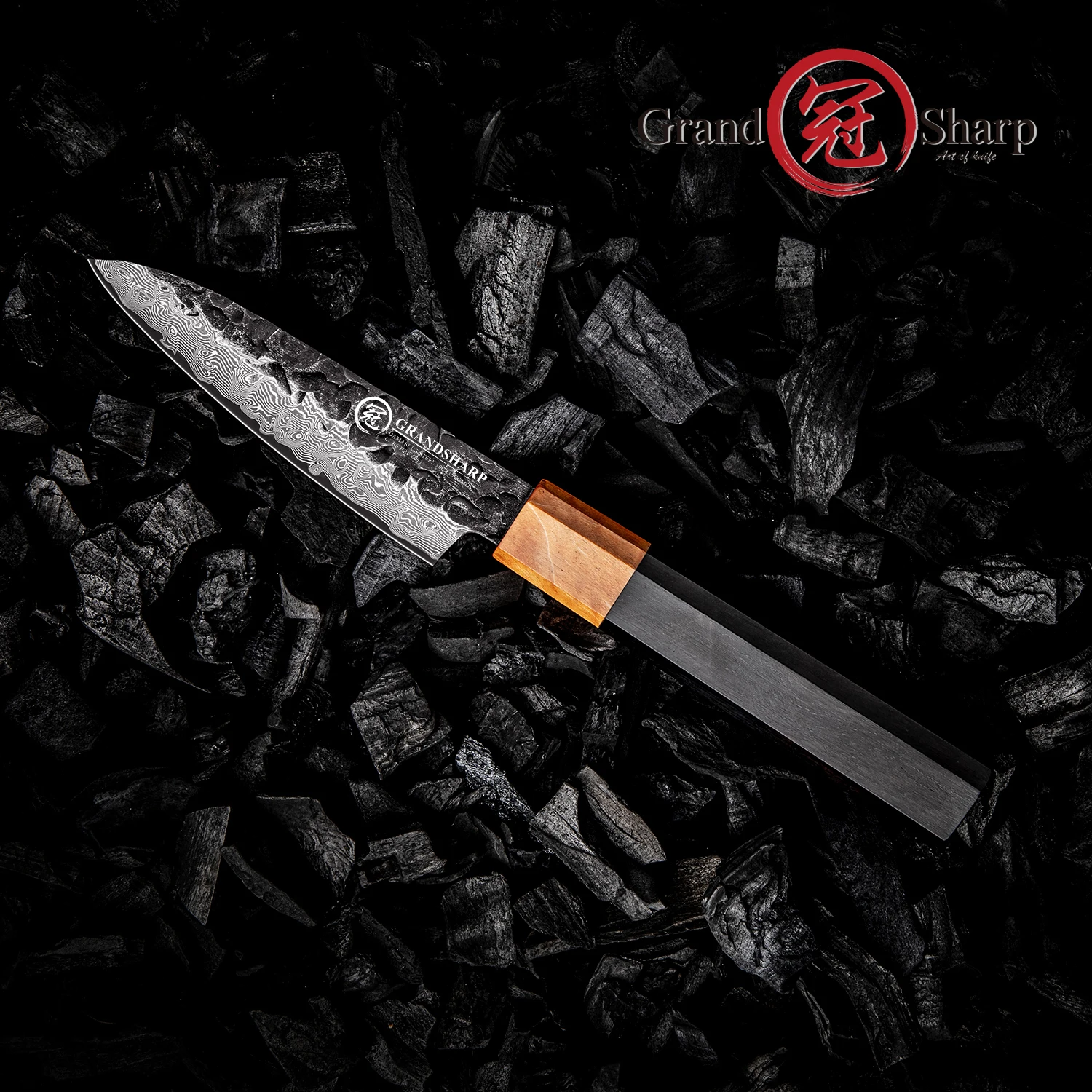 Grandsharp 3.5 Inch Paring Knife 67 Layer Damascus 10Cr15MoV Steel Blade with Ebony Handle for Fruit Vegetable Cutting Tool