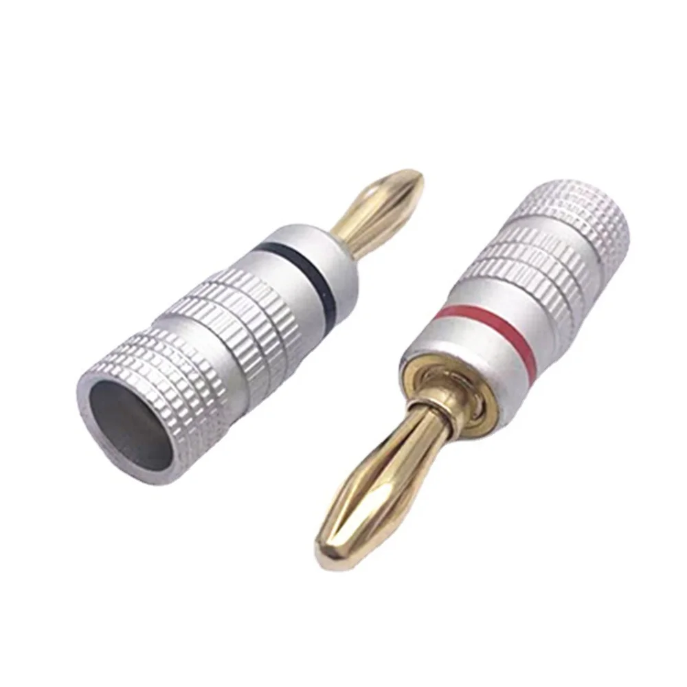 Gels Plug pour câble de haut-parleur Hifi, connecteur de fil de haut-parleur plaqué or 24K, verrouillage à vis pour touristes, son musical, 4 pièces, 8 pièces, 12 pièces, 50 pièces, 4mm