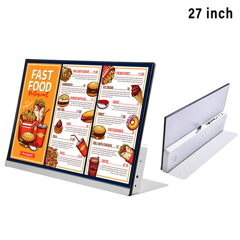 21.5 23.8 27 32 Inch Desktop Electronic Digital Menu L Shaped Restaurant Beverage Shops Advertising LCD Menu Board