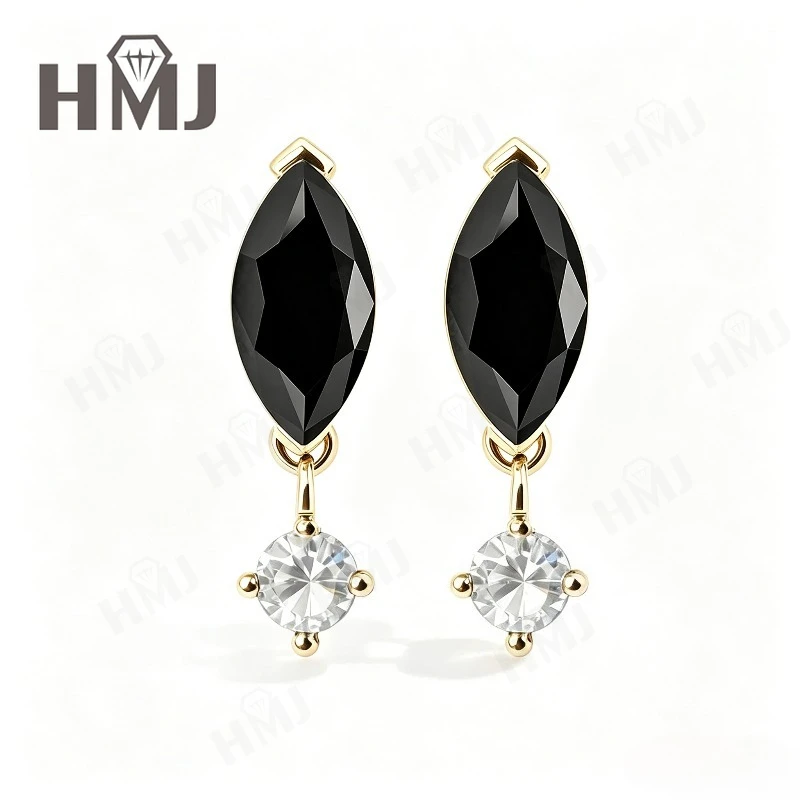 Luxuriöse 2,4ct Marquise-Schliff Moissanit Hängeohrringe 925 Sterling Silber D-Farbe/Schwarz/Champagner Jubiläums- und Muttertagsgeschenk – Detail 11