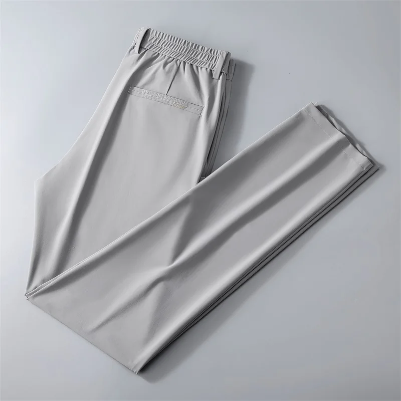 

Men's Thin Ice Silk Pants Casual Business Simple Solid Color Men's Straight Pants Casual Outdoor Loose Breathable Pants