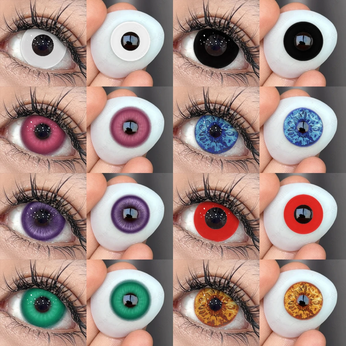 EYESHARE 2pcs Colored Contact Lenses Halloween Cosplay White Crazy Contact Lenses Anime Red Eye Lenses Green Makeup Contact Lens