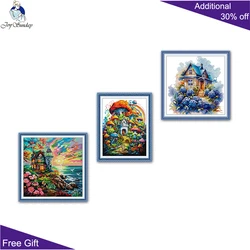 Joy Sunday Cross Stitch Kits, Seaside Lighthouse Mushroom Room The Garden Cottage Home Decor, FA507, FA520, FA527