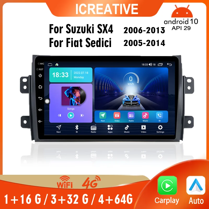 

Car Radio for Suzuki SX4 2006-2013 for Fiat Sedici 2005-2014 2Din Stereo Android Carplay Multimedia Player Wifi GPS Navigation
