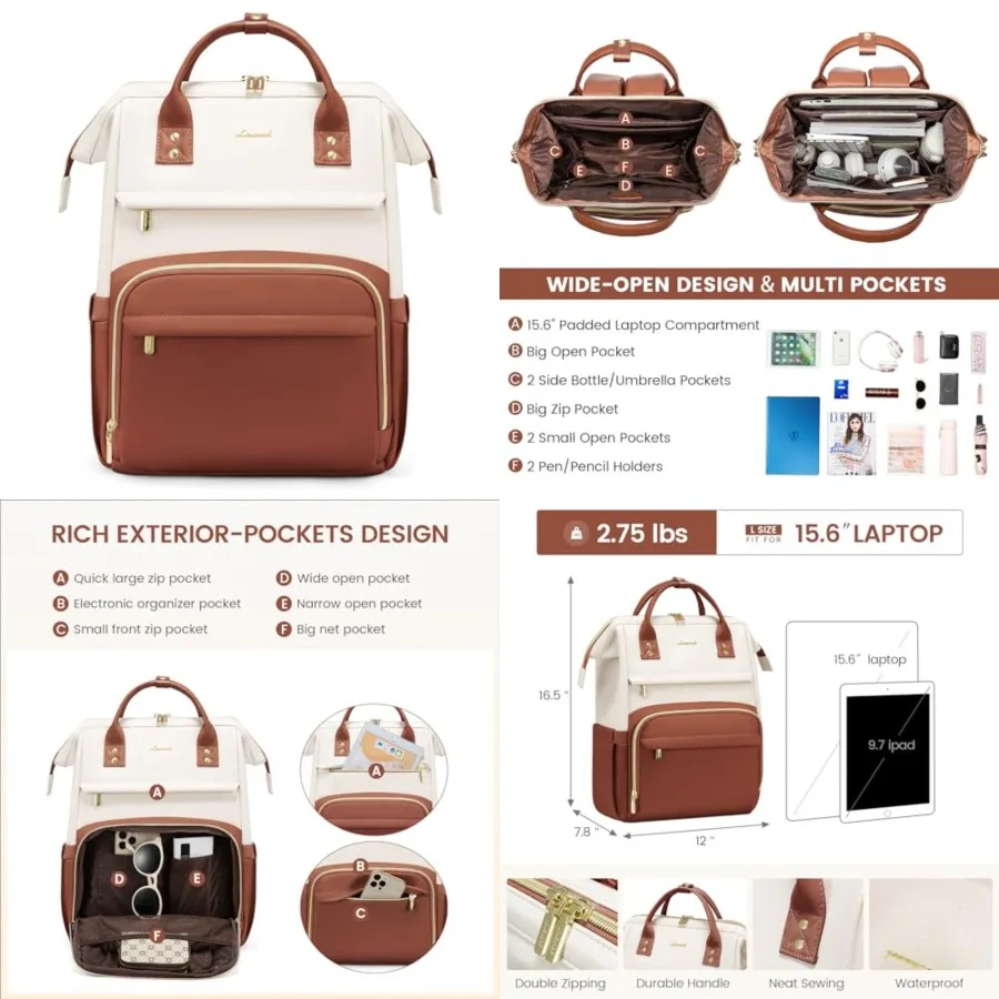 

Leather Backpack for Women, Laptop Backpack, Professional Work and Travel Bag, Women's Laptop Tote
