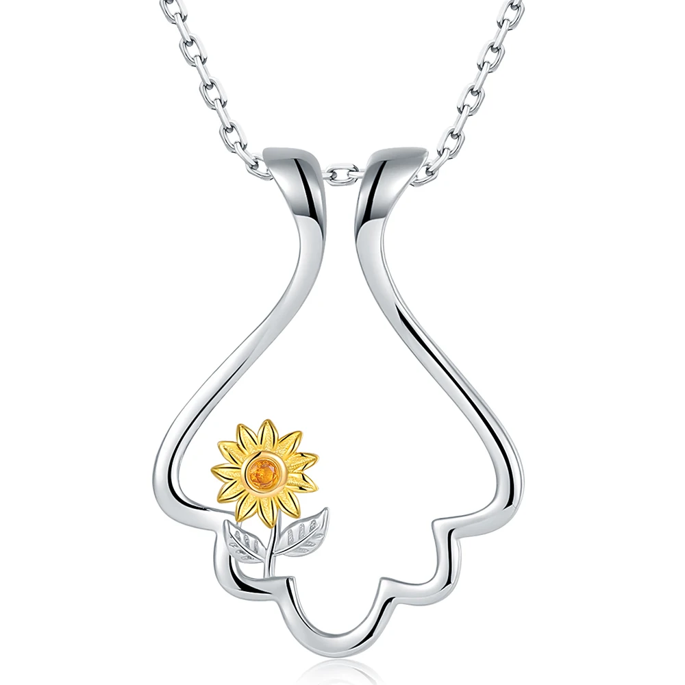 

Ring Holder Sunflower Necklace 925 Sterling Silver Keeper Necklace Pendant You Are My Sunshine Jewelry Gifts for Women Girls