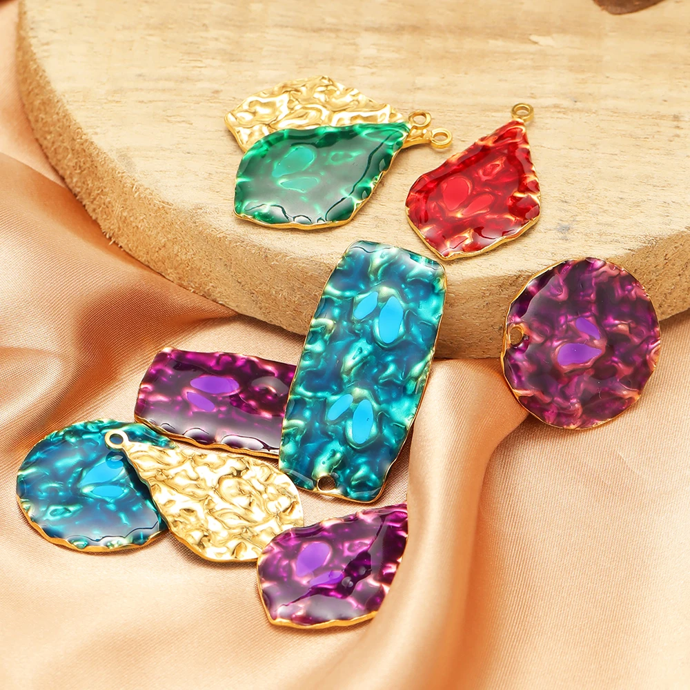 5 Stück Edelstahl-Emaille-Prägeanhänger in Tropfenform für Bastelarbeiten, Armbänder, Anhänger, Halsketten, DIY-Schmuckzubehör, Ohrringe. – Detail 5