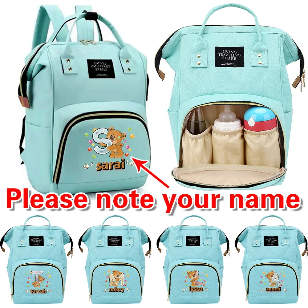 

Сумка для мамы с индивидуальным именем, большая вместимость, водонепроницаемый уличный дорожный рюкзак для беременных, многофункциональные сумки для хранения детских вещей