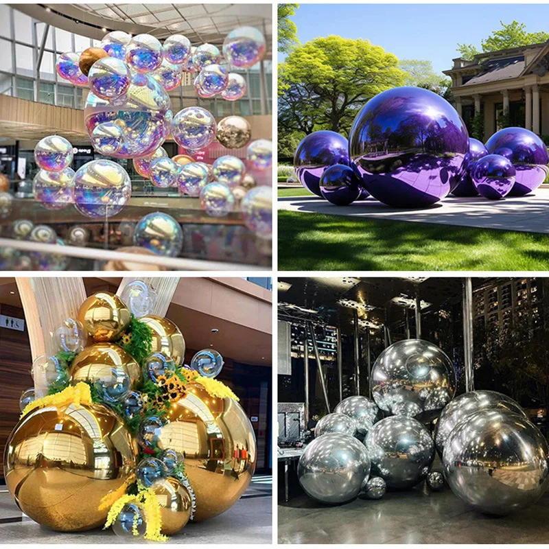 Hanging Inflatable Mirror Ball Mirror Balloon Giant Mirror Sphere Decoration Sealed Gold/Silver Ball Big Shiny Ball For Party