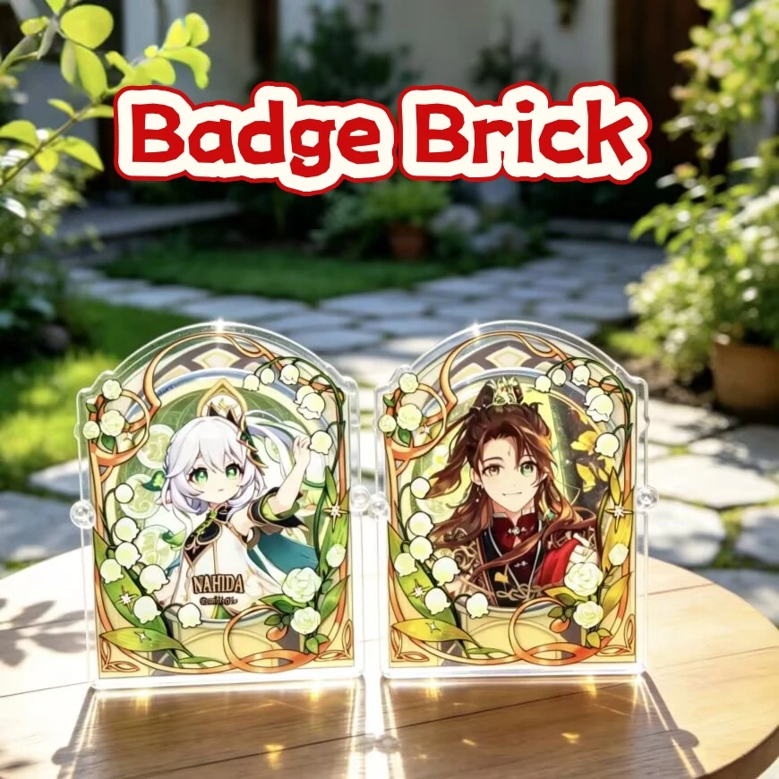 58‑75mm Anime Badge Holder Convallaria Flower Window Design Acrylic Display Storage Box Decor Gift