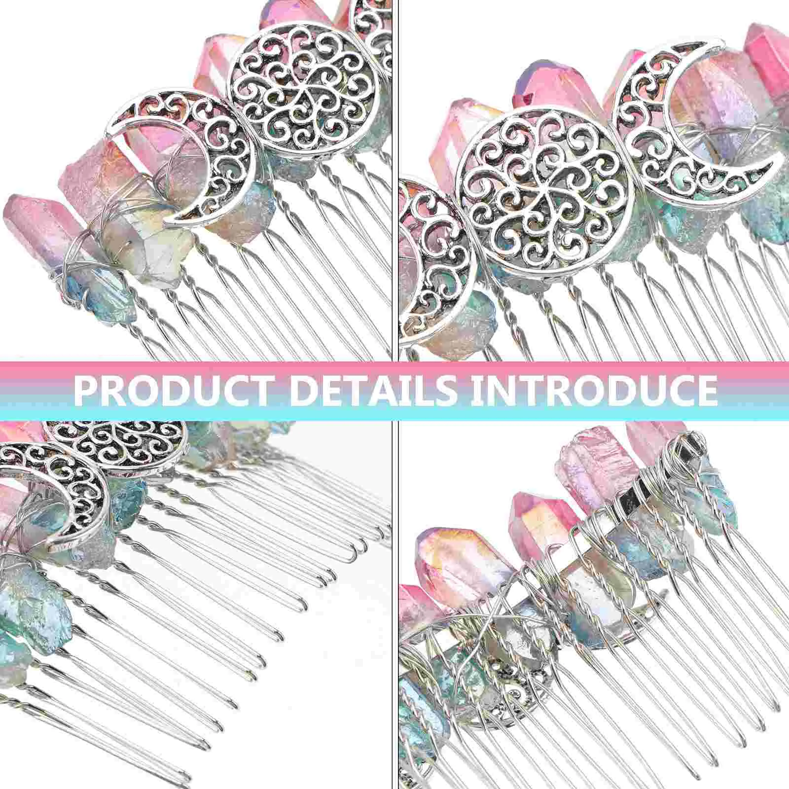 Niang Silver 20-Tooth Hair Comb Women Decor Three-Moon Pattern DIY Clip Girl Tuck Exquisite Headwear Manual