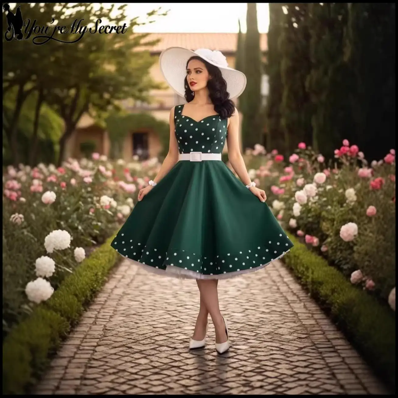

[You're My Secret] Элегантное женское платье в горошек с винтажными бретелями, А-силуэт, во французском стиле, для вечеринок и торжеств, летний наряд