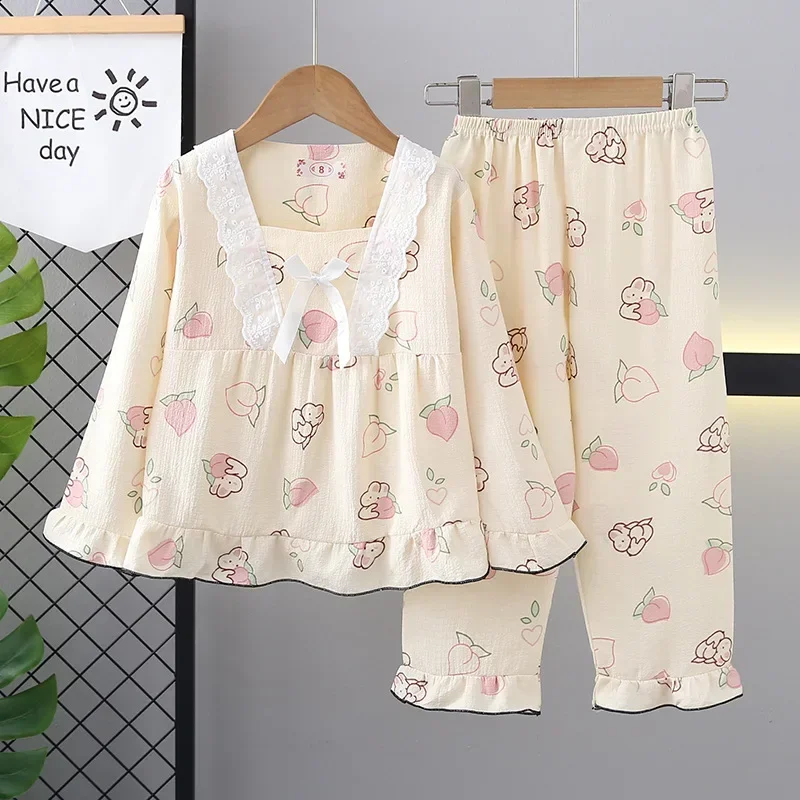 Sanrio Kuromi meine Melodie Herbst Kinder Pyjama Set Anime Pochacco Langarm Nachtwäsche Set kleines Mädchen zu Hause Kleidung