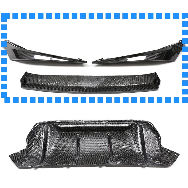 Venda quente estilo mp real seco fibra de carbono modificado pequeno pára-choques lábio conjunto de três peças amortecedor dianteiro adequado para bmw f90 m5