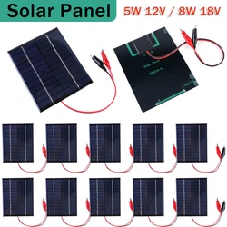 Waterproof Solar Panel 8W 18V Board Portable DIY Solar Cells Charger 200x130mm for 12V-18V Battery Charging Camping Solar Plate