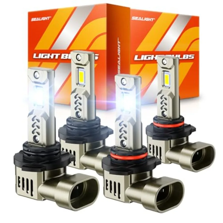 

9005/HB3 9006/HB4 LED Bulbs Combo 1000% Super Bright 1:1 Mini Halogen Size 10-Year Extended Lifespan with Cooling Fan 6500K Whi