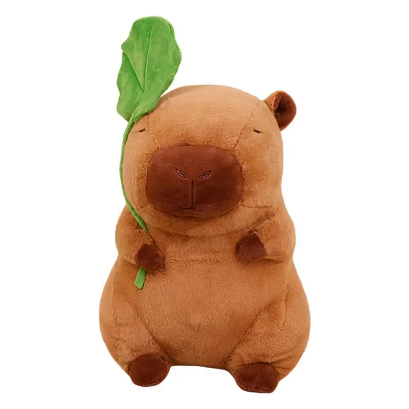 Stuffed Capybara Plush Toy Cute Plush Animal Capybara With Leaves Stuffed Toys 28cm/11inch Soft And Adorable Stuffed Plush Toy