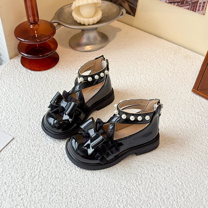 أحذية الأميرة الجلدية للفتيات بعقدة على شكل فيونكة حلوة للأطفال أحذية ماري جين كاجوال بحزام الكاحل للأطفال أحذية أنيقة لحفلات الزفاف