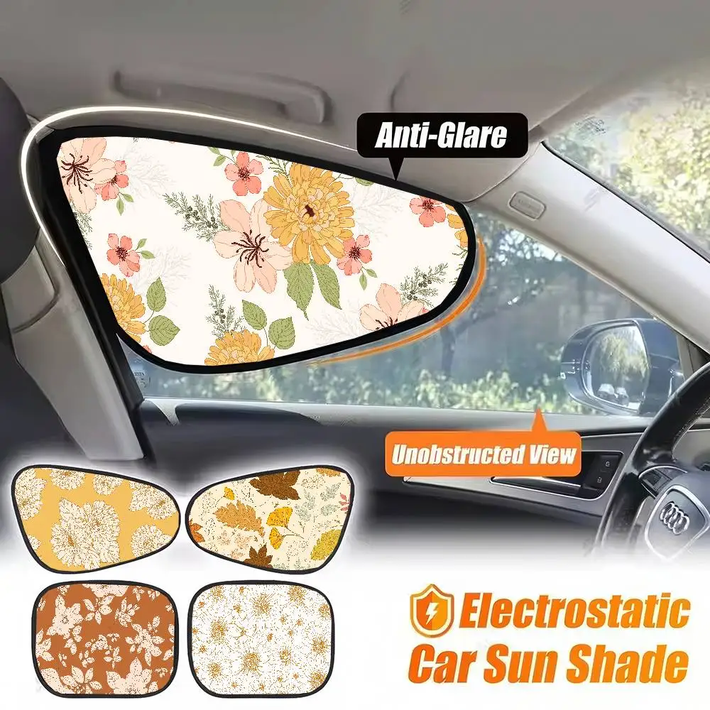 

Vintage Botanical Floral Watercolor Car Side Window Sunshade - Summer Sunscreen, UV Protection, Baby Curtain