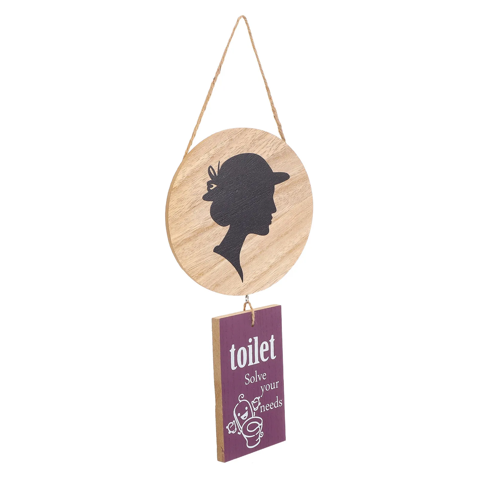 Wooden Female Toilet Sign Restroom Door Signboard Washroom Gender Identifier for Business Office Hotel Restaurant Guest Bathroom