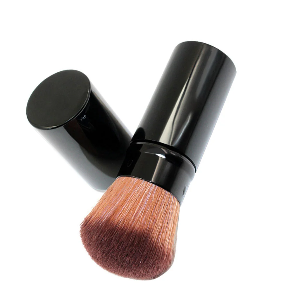 

1pc Round Head Makeup Brush Wooden Handle Nylon Bristles For Blush Powder Foundation Brush For Women Professional Use