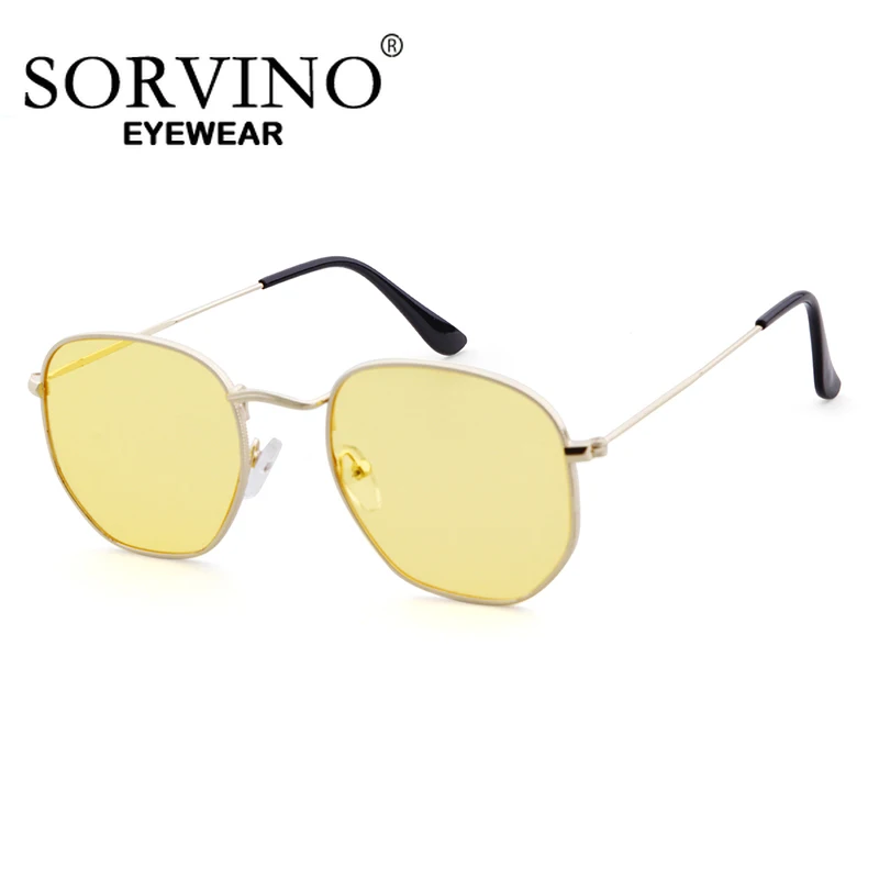 SORVINO Hexagon Sunglasses Men Brand Designer Small Square Sunglases Metal Frame Driving Fishing Glasses Lentes De Sol UV400