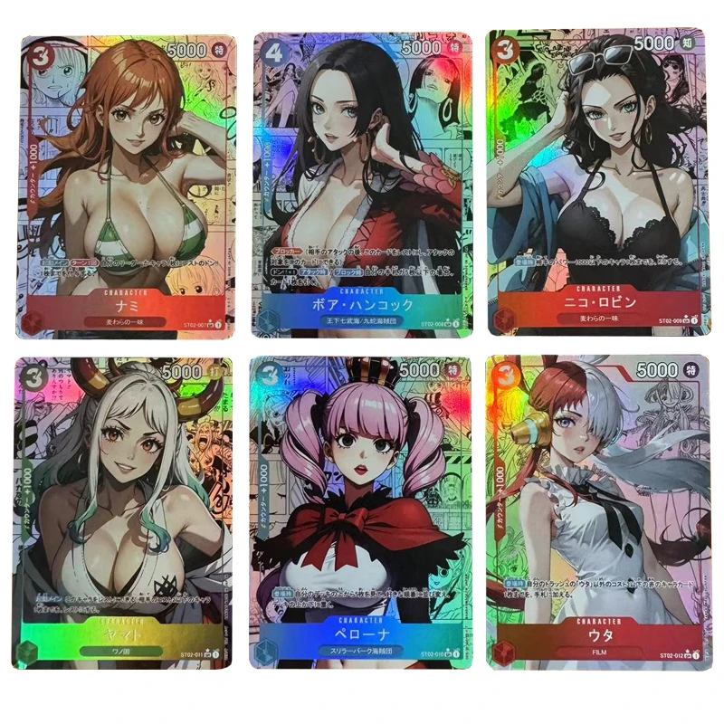 

One Piece DIY 6PCS/SET Christmas Birthday Gift Collectible Cards Perona Yamato Hancock Nicole Robin Vivi Uta Refractive brillian