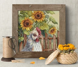 Embroidery Cross Stitch Kits Craft DIY Needlework Cotton Canvas Sunflowers and Roosters 31-3 32CT 28CT Metallic aida