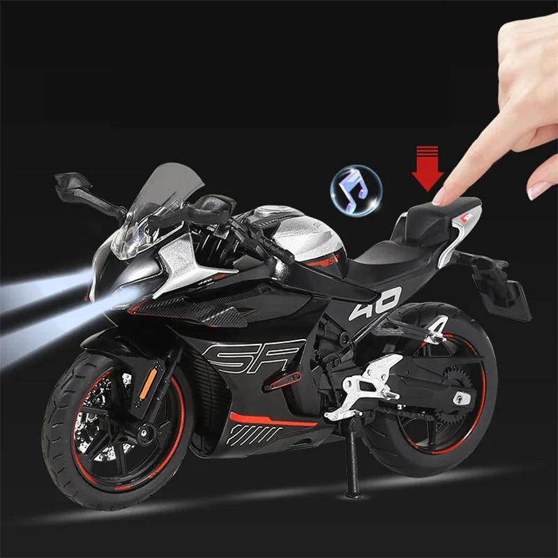 1/12 CFMOTO 450SR Alloy Racing Motorcycle Model Diecast Metal Street Sports Motorcycle Model Simulation Sound Light Kid Toy Gift