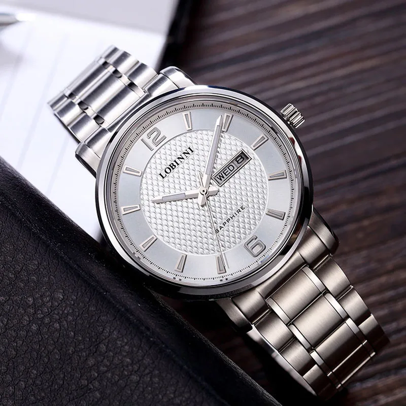 LOBINNI Classic 316L Stainless steel Couples Wristwatch Quartz For Japan Quartz Movement Watch Luminous Calendar Lover Watches