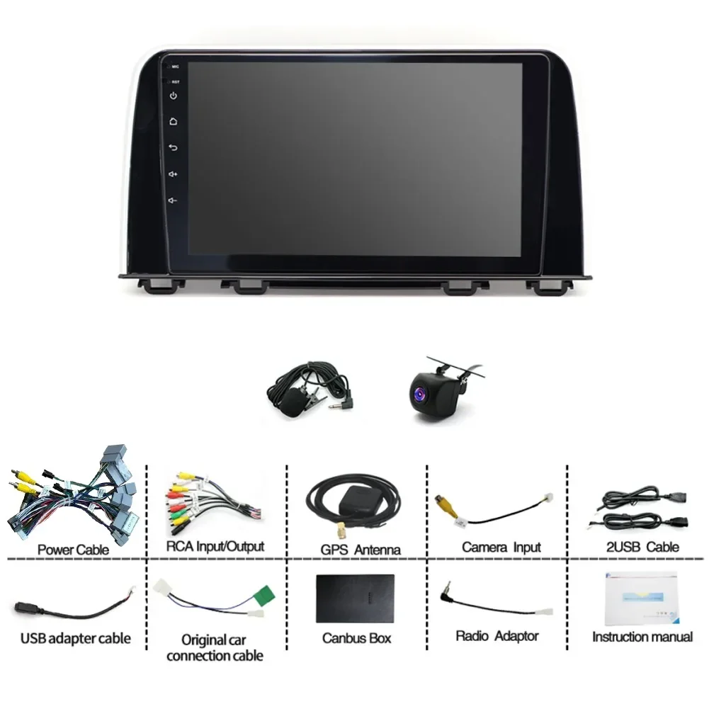 ميكروفون كاميرا CarPlay مدمج 9 بوصة + Android Auto 2 + 64G AHD لنظام الملاحة داخل السيارة 2017-2021 Honda CR-V Android 15