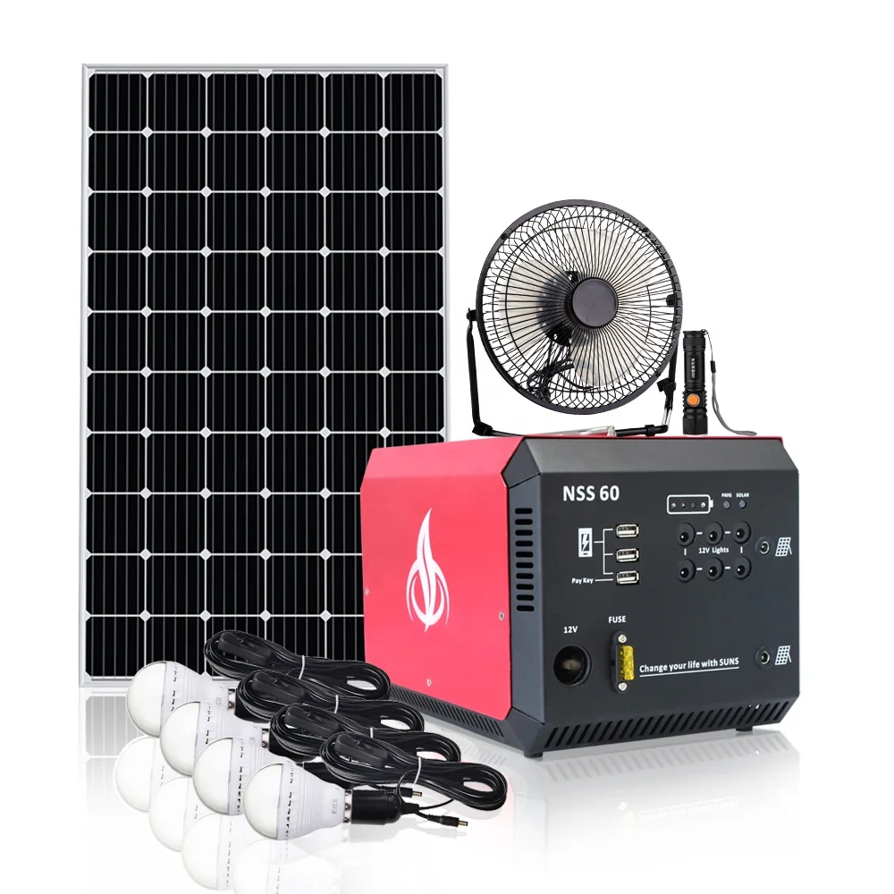 

Factory Sales Pay As You Go Solar Home System 12V 60W Solar Energy Portable Mini Power Generator Kits Off Grid 30W 60W