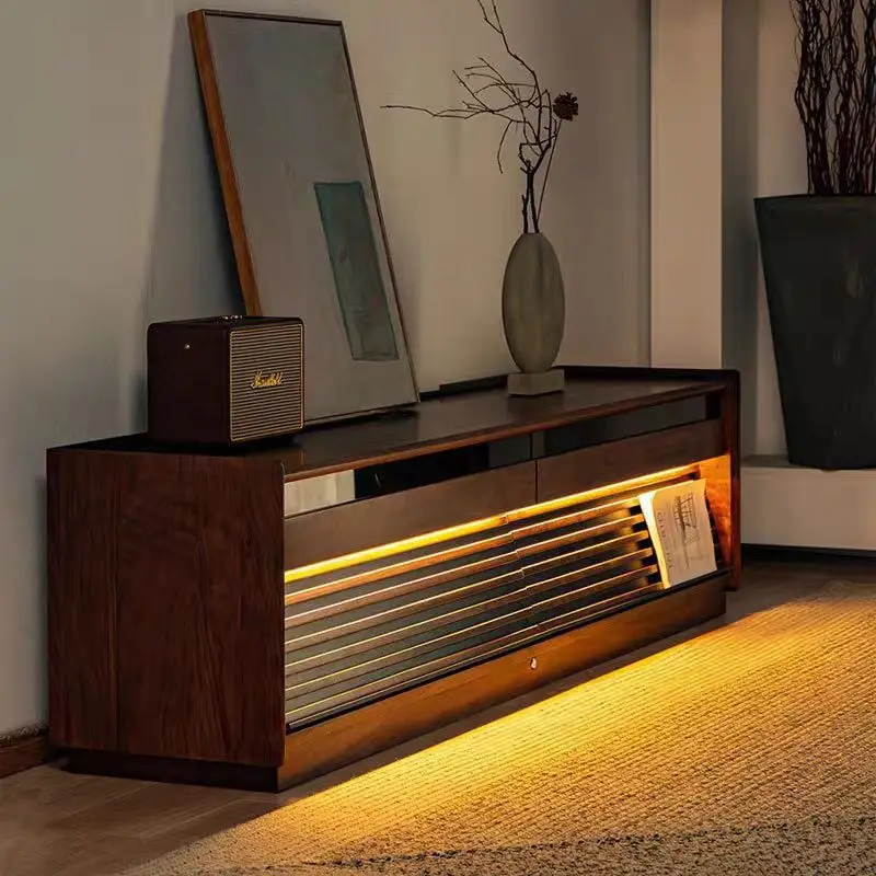 Kabinet TV Amerika Utara yang dapat disesuaikan Meja kopi minimalis selebriti Internet abad pertengahan angin berpasir wabi kayu ceri