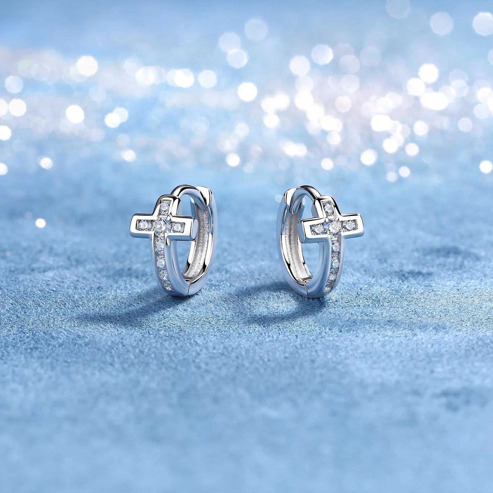Hip Hop Style S925 Silver 18K Gold-Plated Round Moissanite Cross Earrings (0.3ct) For Girls and Boys Daily Wear Free Shipping